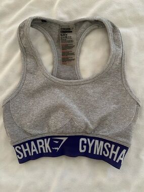 Gymshark Gray Sports Bra with Blue Branded Band